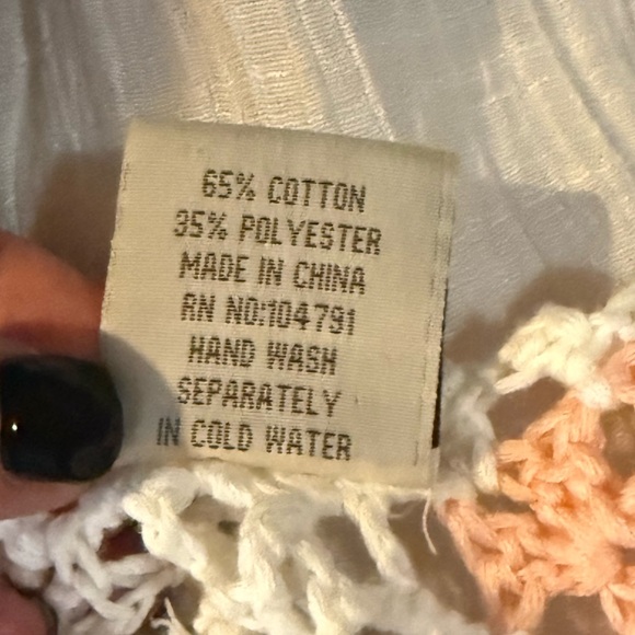 Boho Crochet Trim Sheer Swim Cover Up Dress Fringe Granny Square OS - Picture 9 of 9